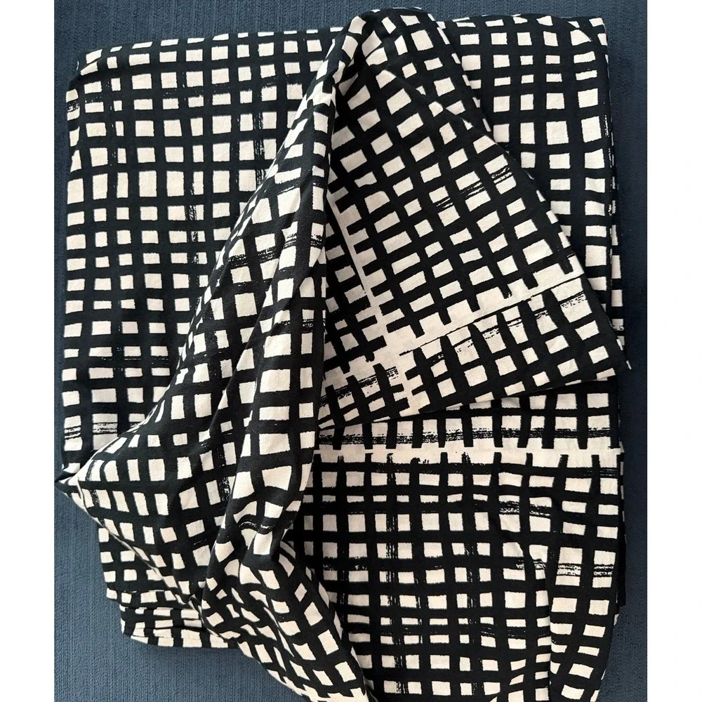 Vintage Y2K IKEA Bjornloka Ruta Twin Duvet Cover Graphic Black White Reversible